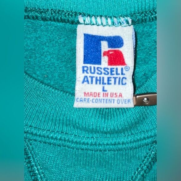 Russell Athletic Crewneck Sweatshirt Mens Large Green Pullover USA Vintage 90s - Picture 3 of 8